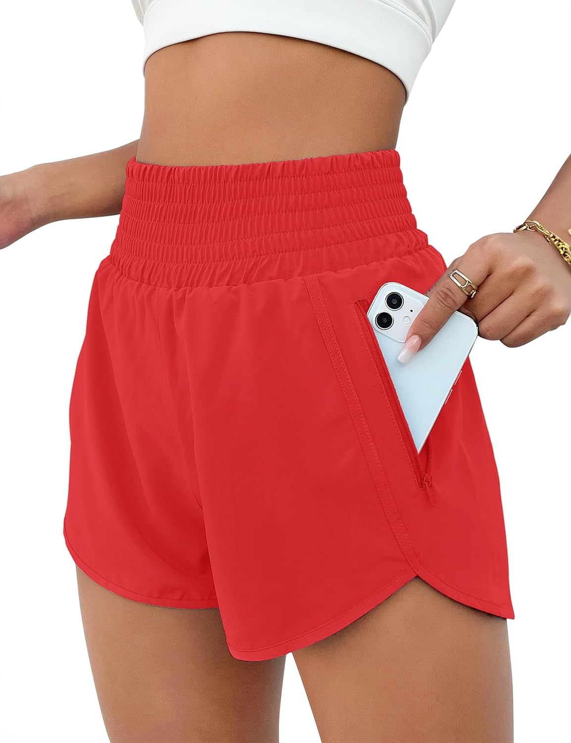 High Waisted Athletic Shorts Women Running Workout Shorts with Pockets Gym Sporty