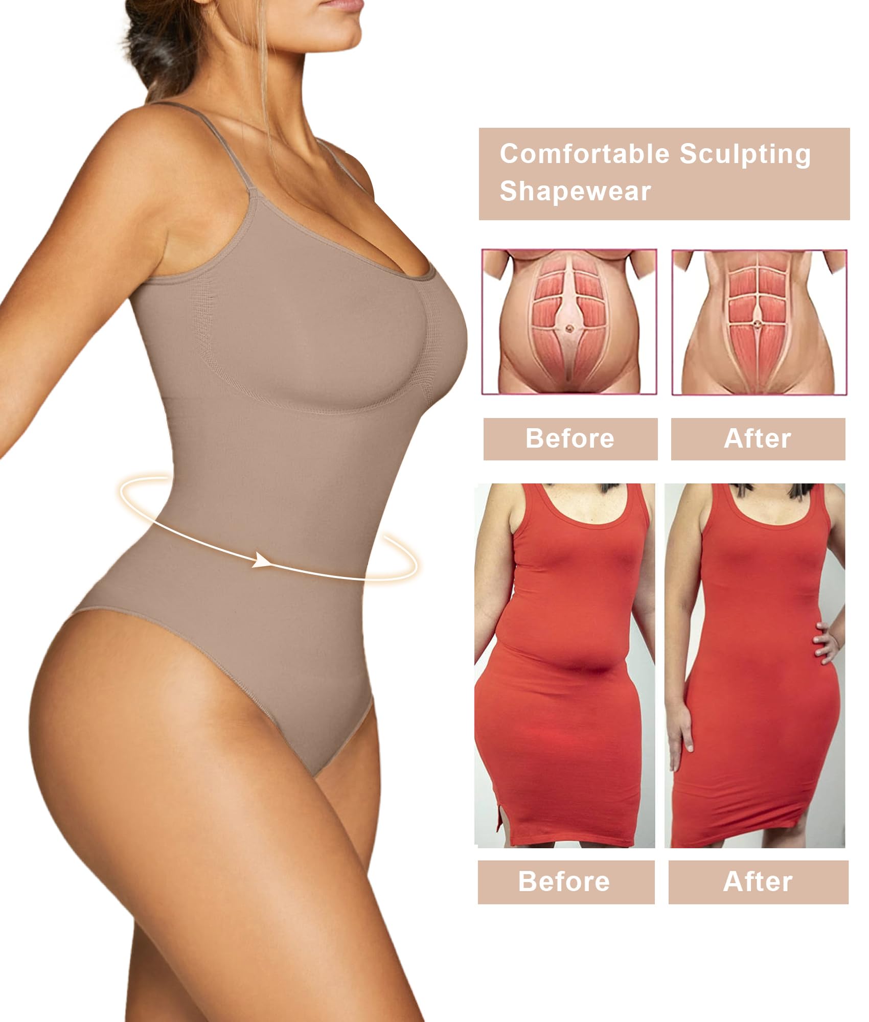 Women's Shapewear Bodysuit Tummy Control Seamless Body Shaper
