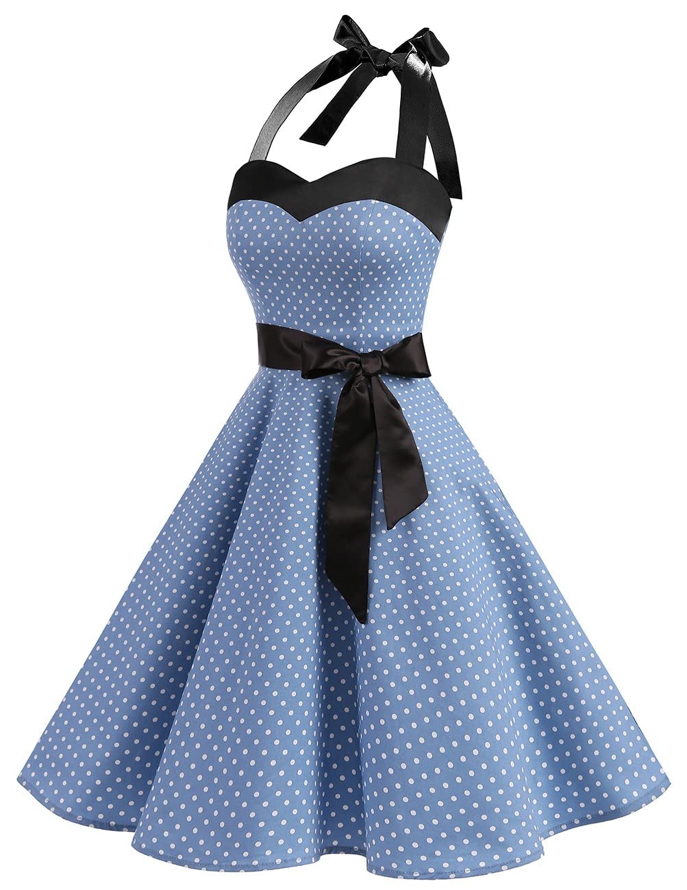 Vintage 1950s Cocktail Dress - Retro Halter Swing Dress for Party & Wedding
