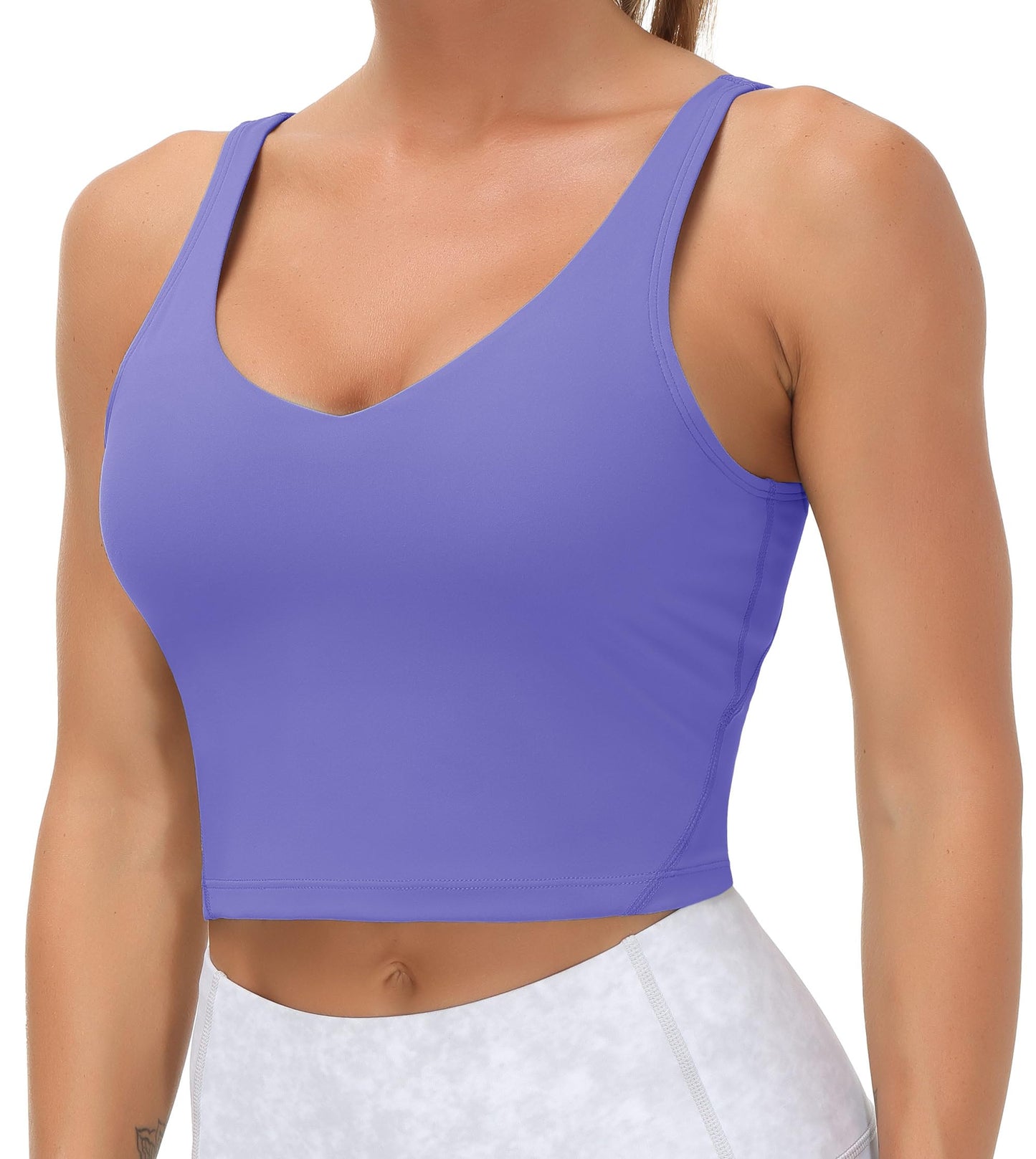 Longline Sports Bra Women Wirefree Padded Medium Support Workout Bra