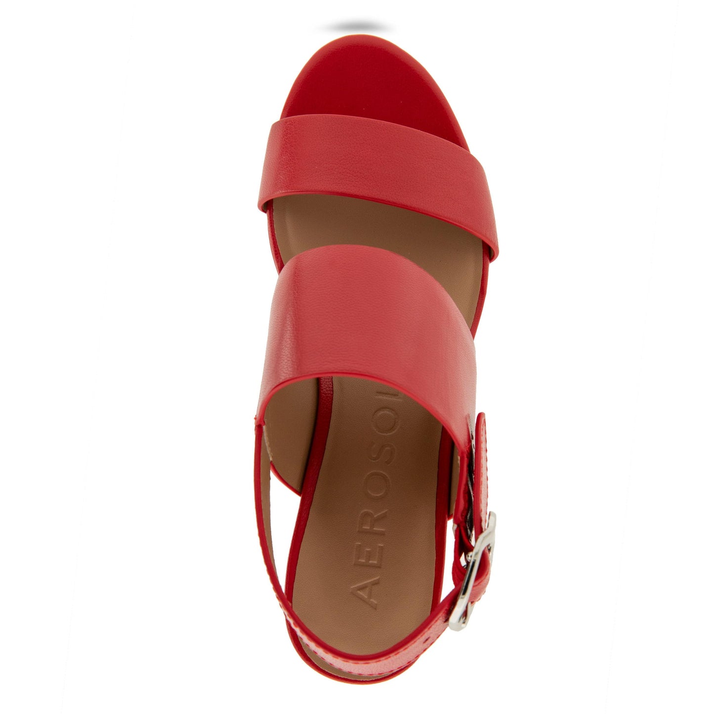 Aerosoles Women's Camera Platform Heeled Sandal, Racing Red Leather, 6W