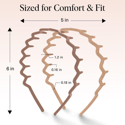 Women Accessories - Comfortable Comb Headbands with Teeth - Recycled Plastic Hair Accessories - 2 Pack