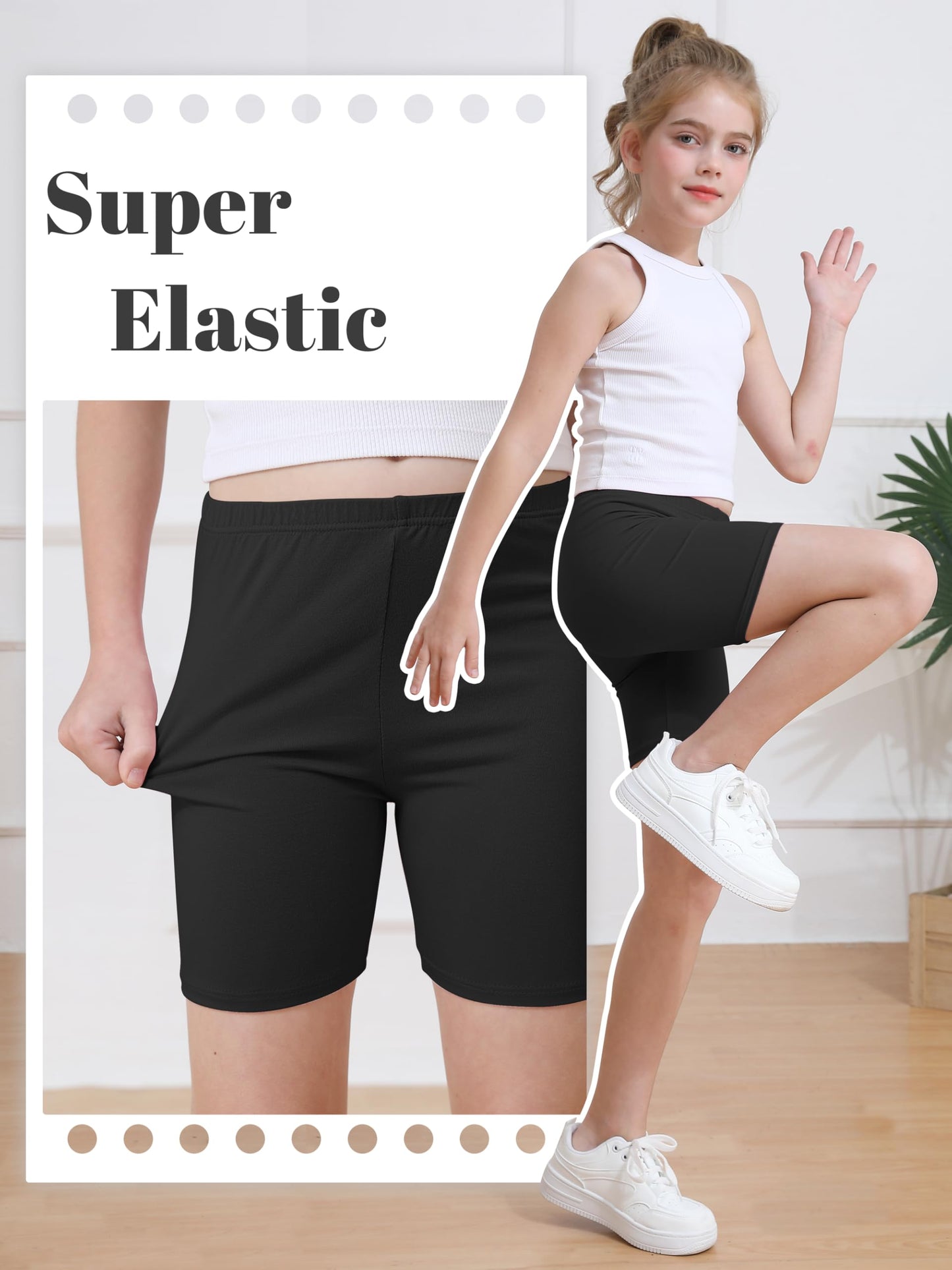 Girls Bike Shorts 6-Pack Under Dress Safety Shorts for Kids Toddlers