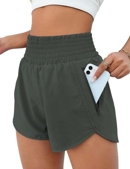 High Waisted Athletic Shorts Women Running Workout Shorts with Pockets Gym Sporty