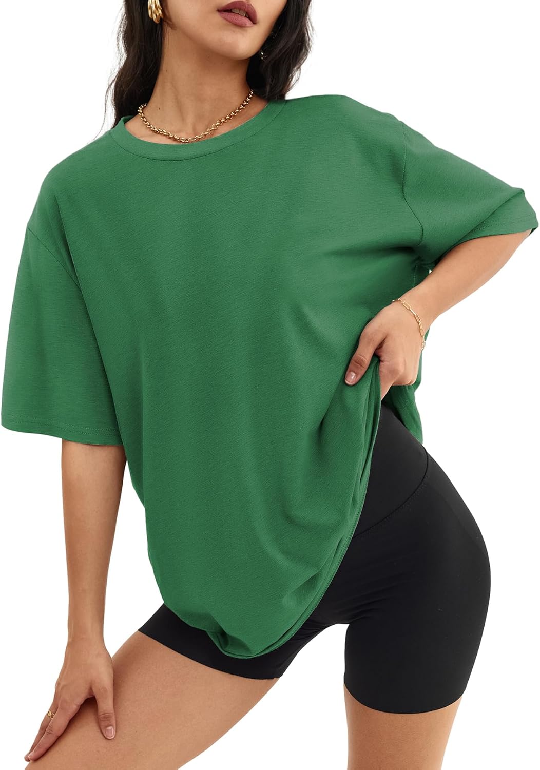 Women's Oversized T Shirts - Loose Fit Crewneck Short Sleeve Casual Tops