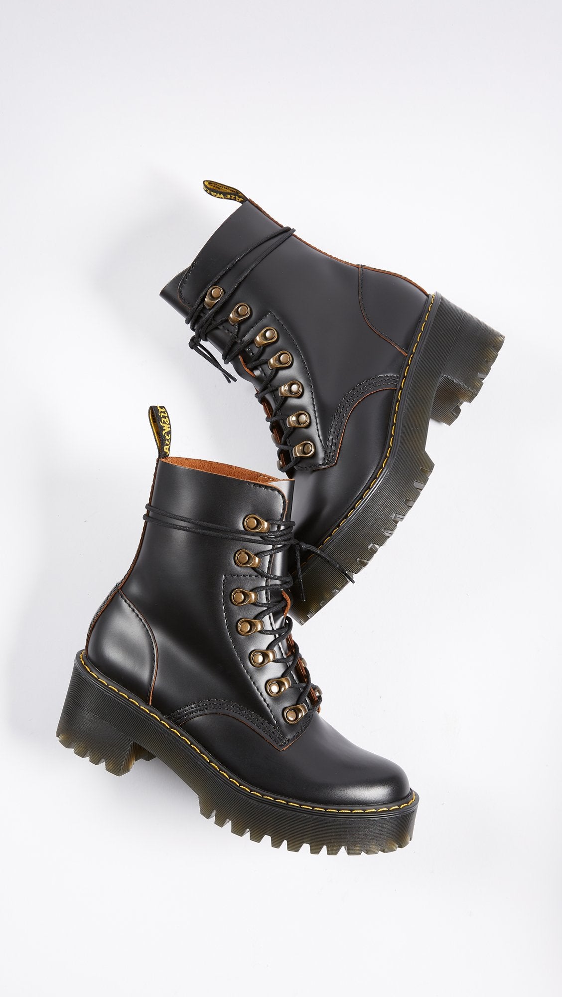 Dr. Martens Women's Leona Leather Heeled Boot, Black Smooth, 8