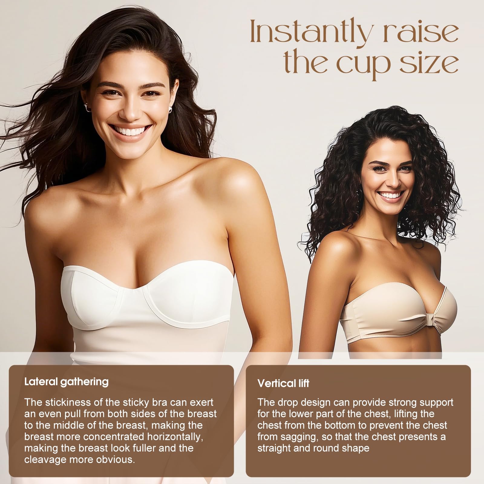 Reusable Silicone Bra Inserts - Double Sided Adhesive Push Up Pads for Bikini & Sports Bra