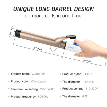Professional Ceramic Tourmaline Curling Iron 3/4 Inch - Hair Curler with Heat Protection