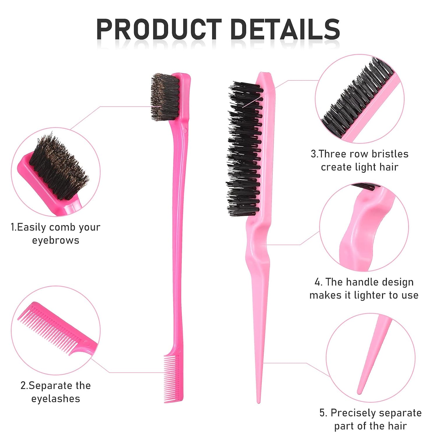 Hair Brush Set 12 Pieces Double Sided Edge Brush Teasing Combs Styling Kit