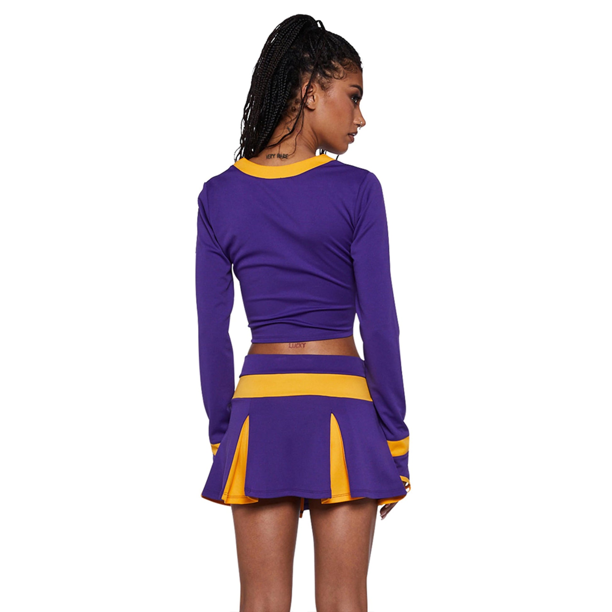Bite The Boyfriend Costume - Women's Cheerleader Crop Top and Pleated Skirt Set