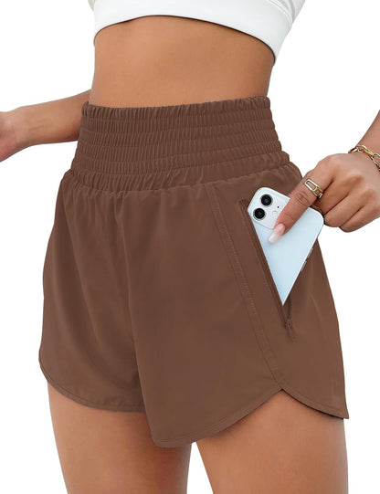High Waisted Athletic Shorts Women Running Workout Shorts with Pockets Gym Sporty