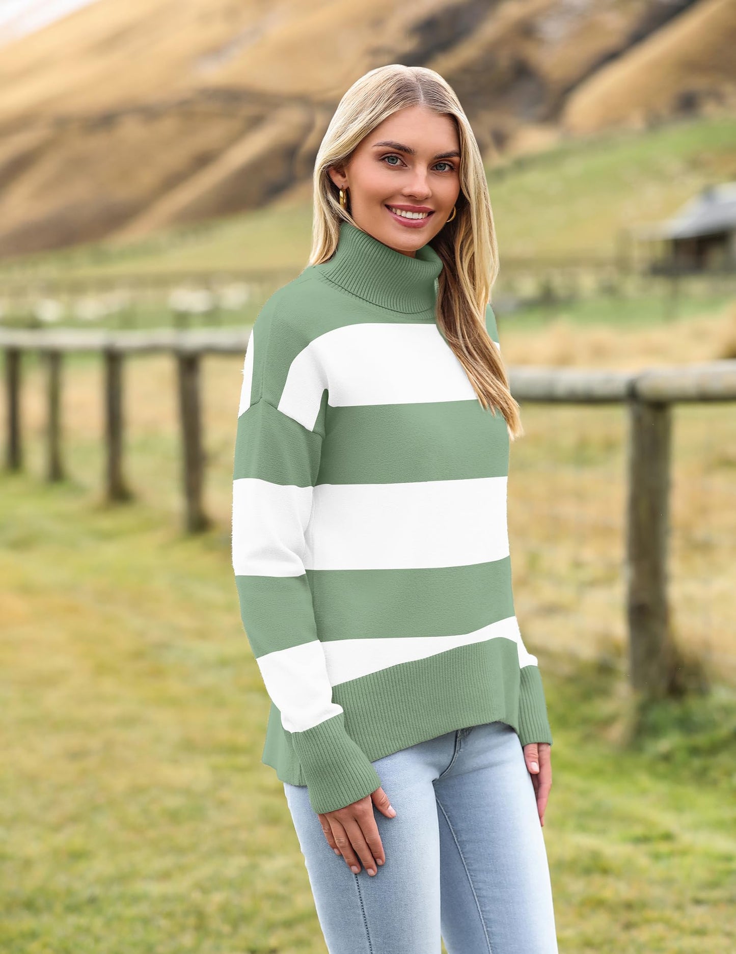 Orange Turtleneck Sweater - Turtleneck Sweater for Women - Chunky Knit Pullover with High Low Hem