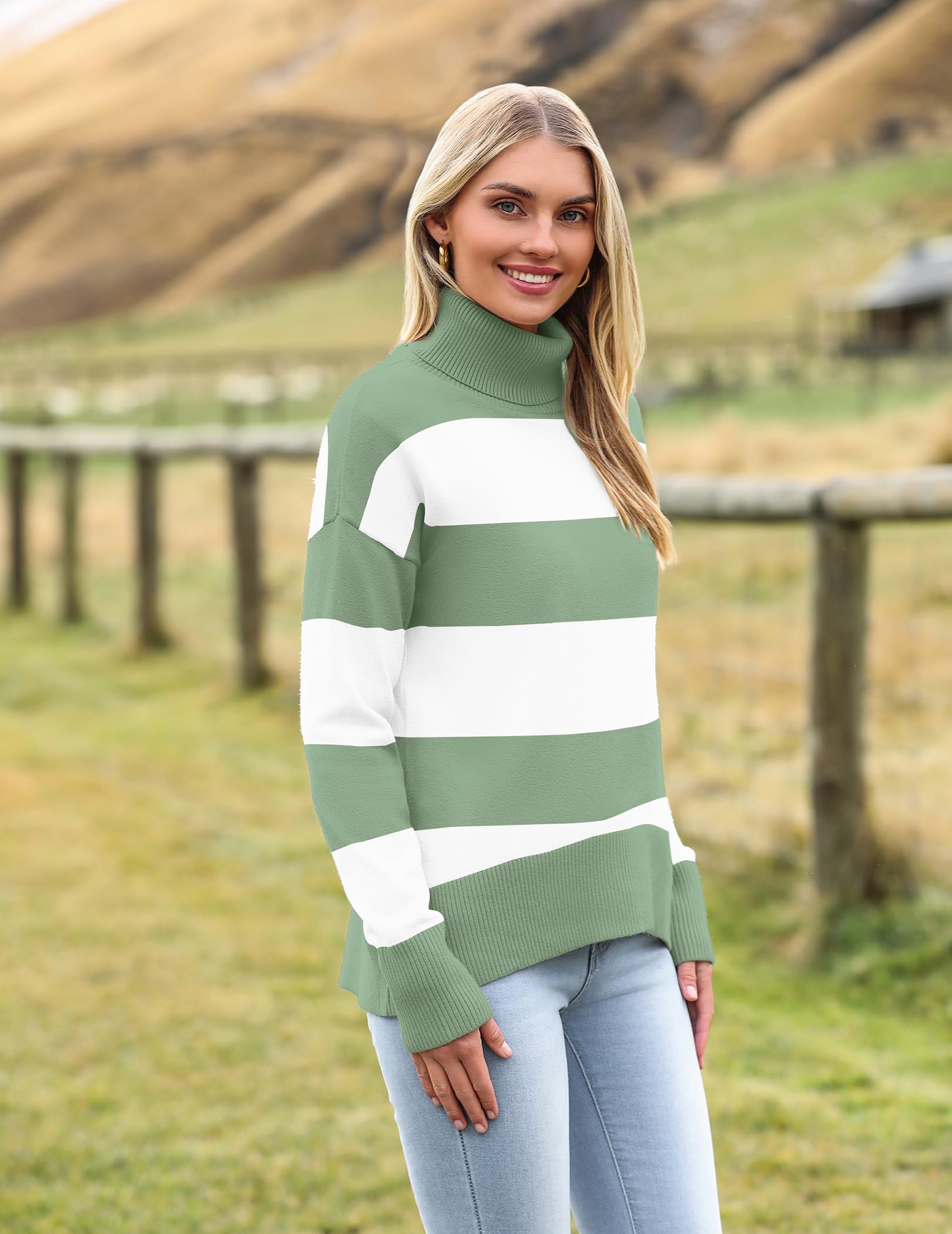 Orange Turtleneck Sweater - Turtleneck Sweater for Women - Chunky Knit Pullover with High Low Hem