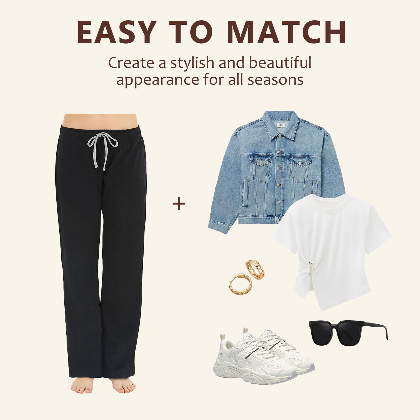 Women's Cotton Pajama Pants - Soft Comfortable Lounge Sleep Bottoms