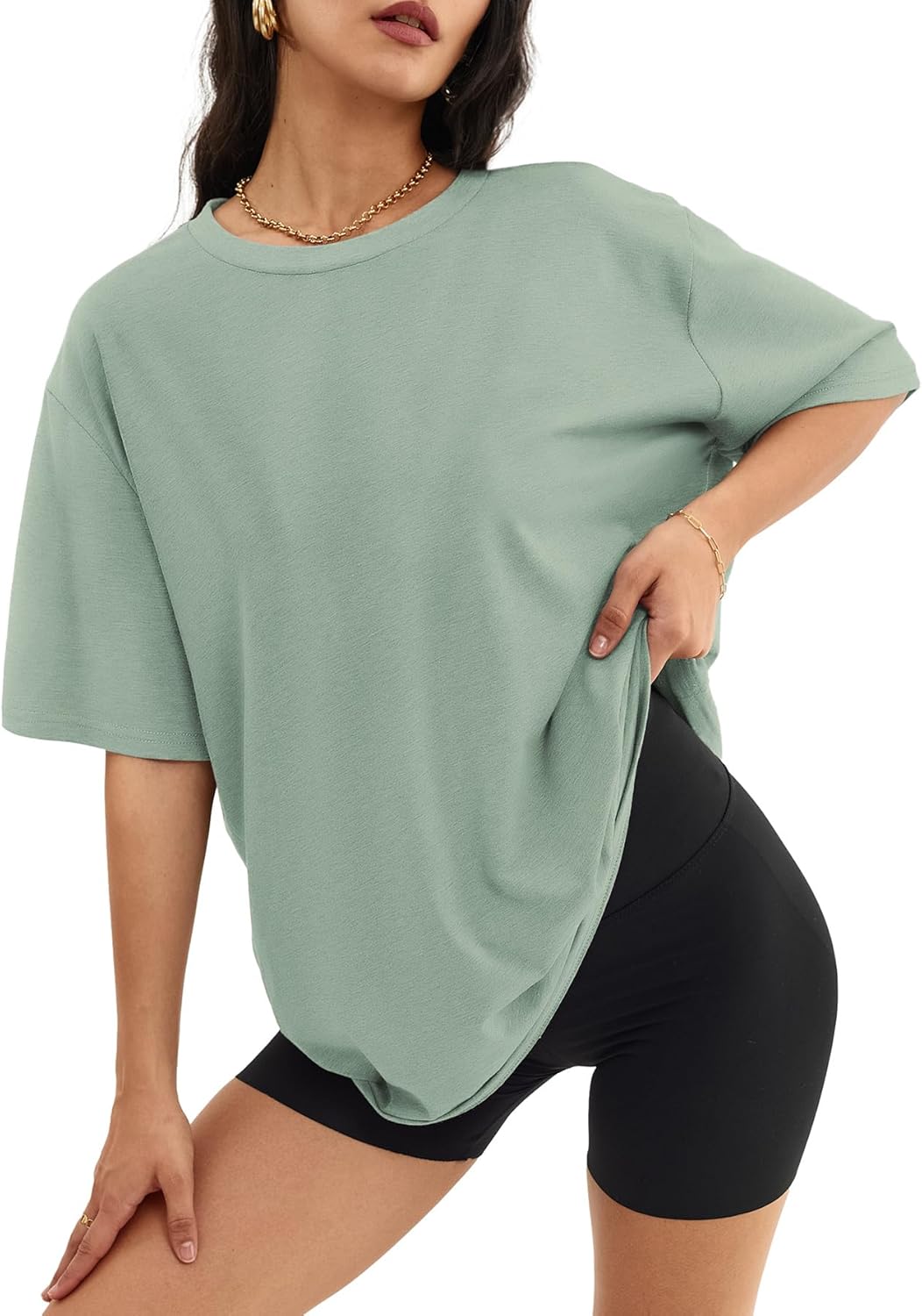 Women's Oversized T Shirts - Loose Fit Crewneck Short Sleeve Casual Tops