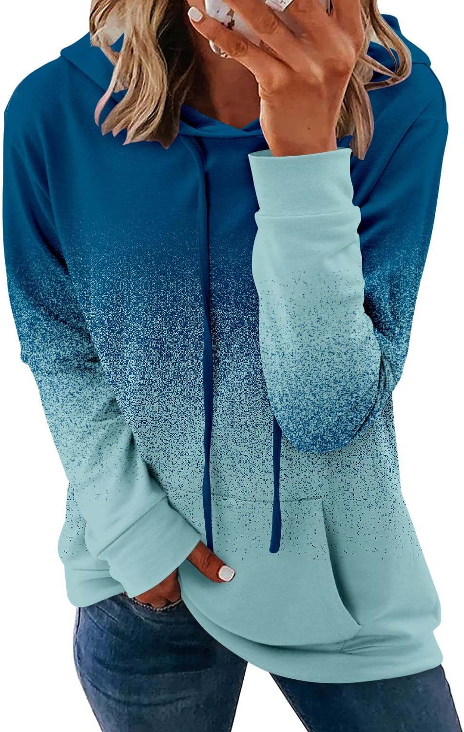 Pullover Hoodie - Tie Dye & Floral Print Hooded Sweatshirt with Pockets