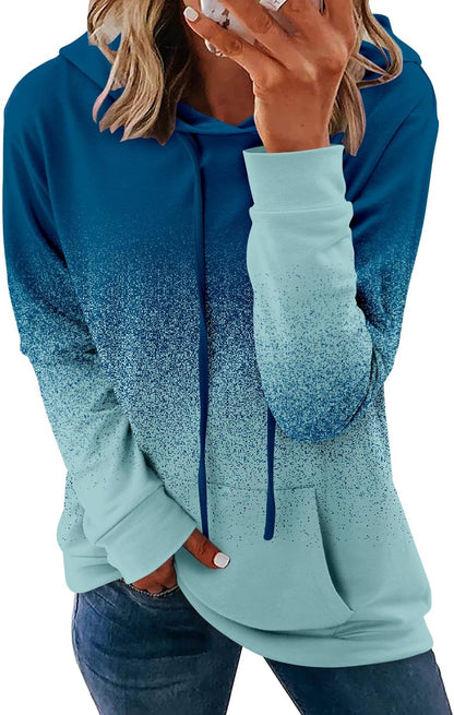 Pullover Hoodie - Tie Dye & Floral Print Hooded Sweatshirt with Pockets