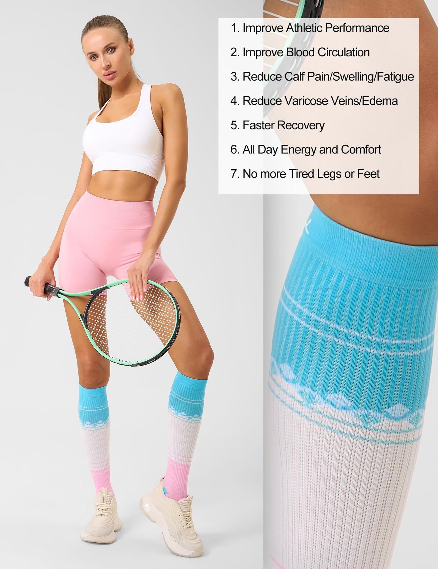 Compression Socks 20-30mmHg 3 Pairs Women Men Circulation Support