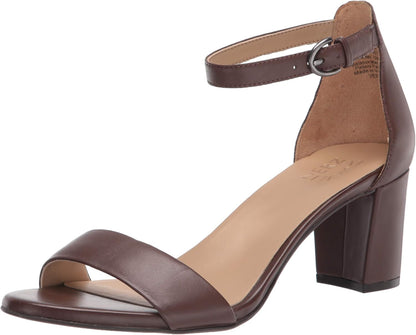 Heeled Sandals for Women - Block Heel Dress Sandals with Ankle Strap 8 Narrow Mocha