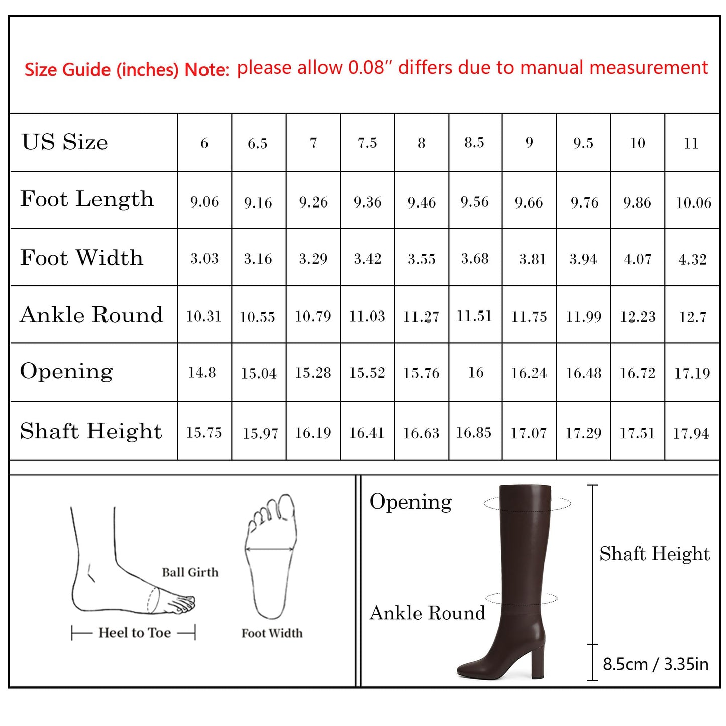 Modatope Knee High Boots for Women Chunky Heel Rounded Toe Womens Tall Boots