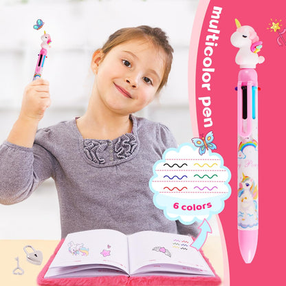 Girls Heart Diary with Lock and Keys - Cute Plush Secret Journal Notebook Gift Ages 6-8