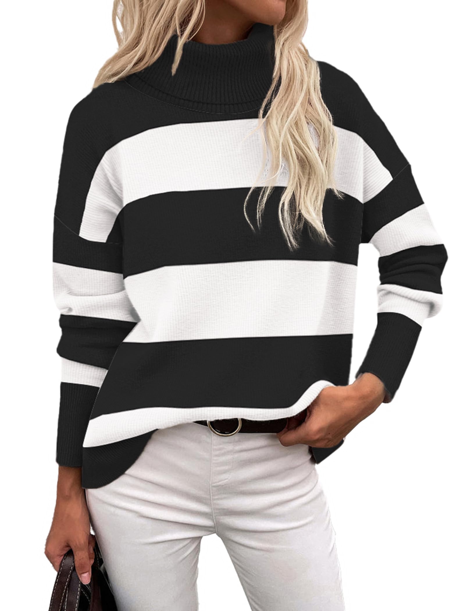 Orange Turtleneck Sweater - Turtleneck Sweater for Women - Chunky Knit Pullover with High Low Hem