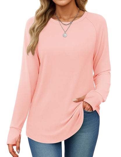 Women's Long Sleeve Tunic Top with Thumb Holes - Loose Fit Shirt for Leggings