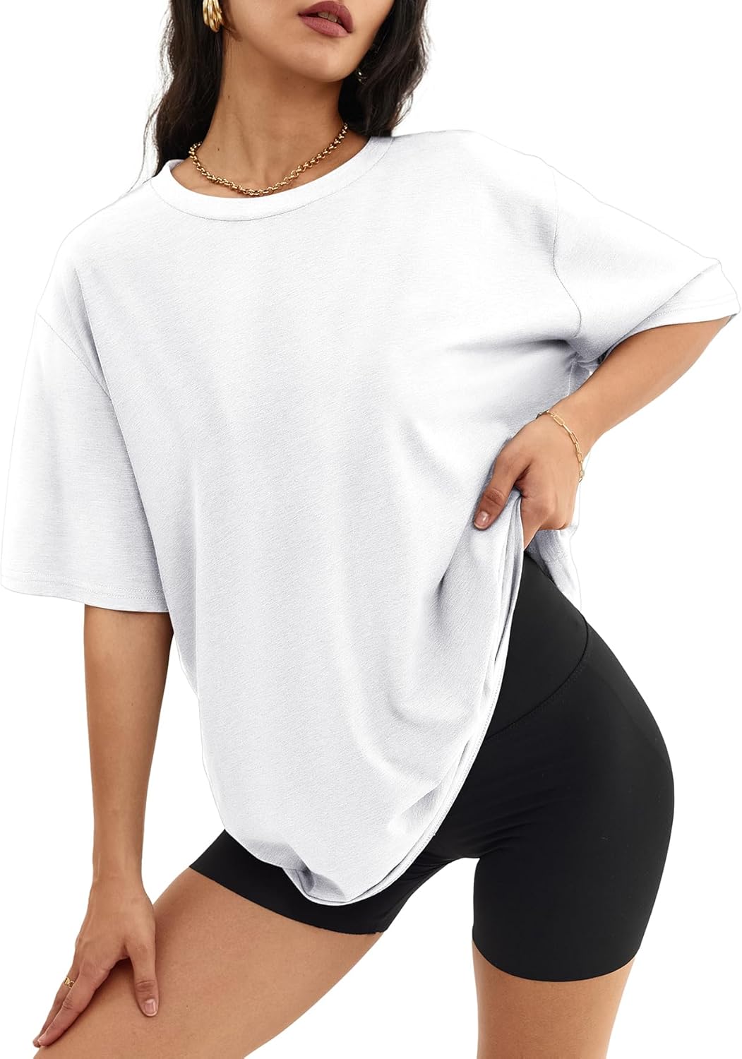 Women's Oversized T Shirts - Loose Fit Crewneck Short Sleeve Casual Tops