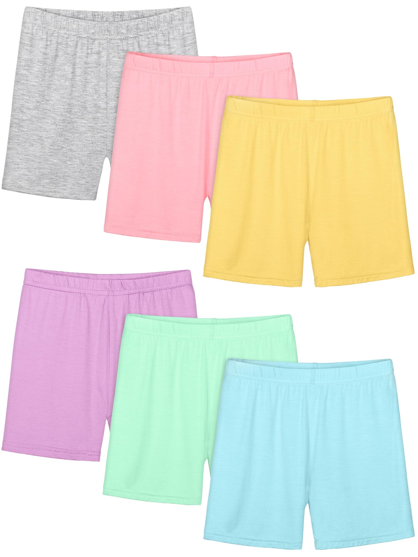 Girls Bike Shorts 6-Pack Under Dress Safety Shorts for Kids Toddlers X-light Grey,light Pink,light Yellow,mixed Colors