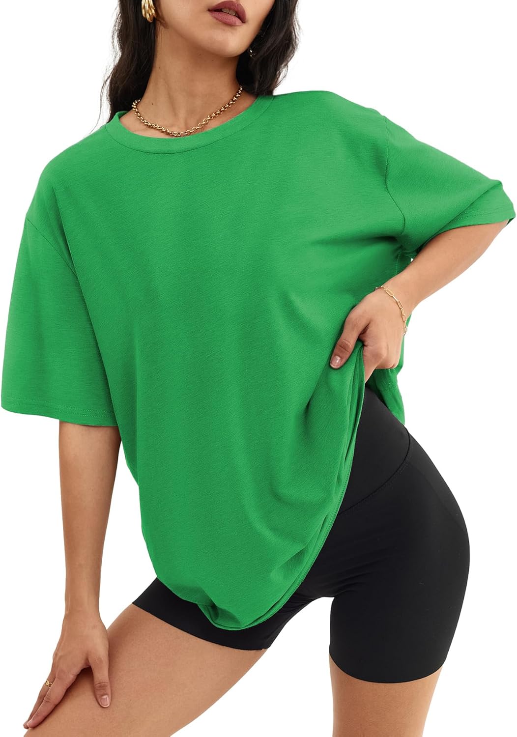 Women's Oversized T Shirts - Loose Fit Crewneck Short Sleeve Casual Tops Saint Patrick Green