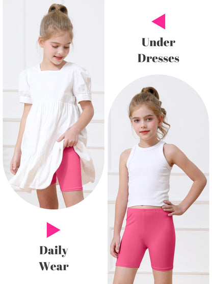 Girls Bike Shorts 6-Pack Under Dress Safety Shorts for Kids Toddlers