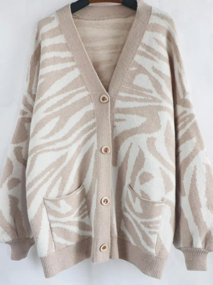 Zebra Print Button Up Cardigan