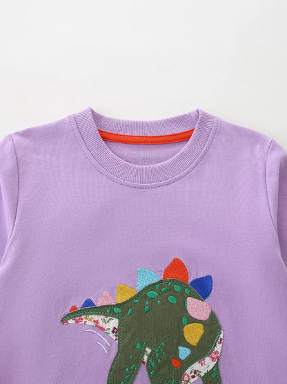 Children's Dinosaur Graphic Round Neck Sweatshirt