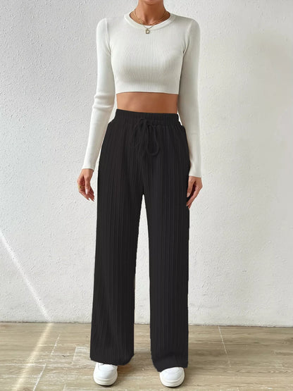 Drawstring Wide Leg Pants