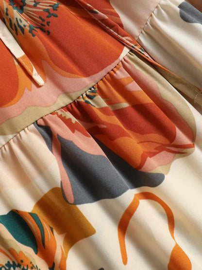 Full Size Floral Print Tiered Skirt Plus Size