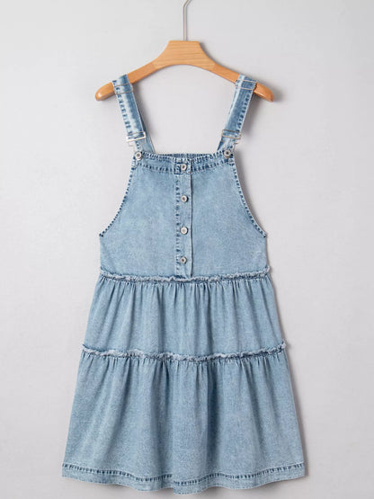 Tiered Flowy Overall Denim Dress