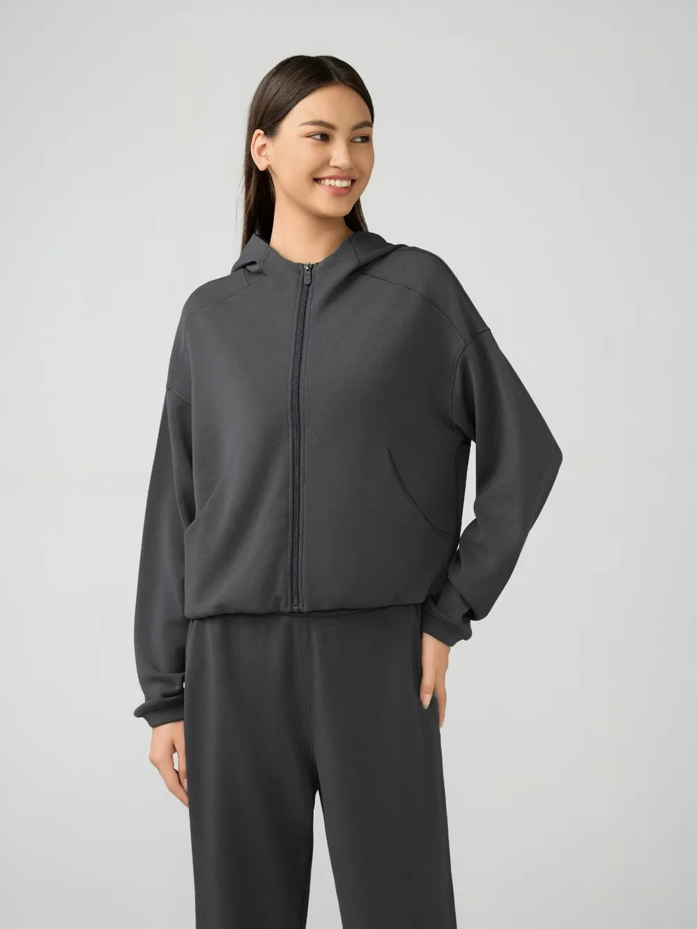 Millennia Zip Up Dropped Shouder Active Hooded