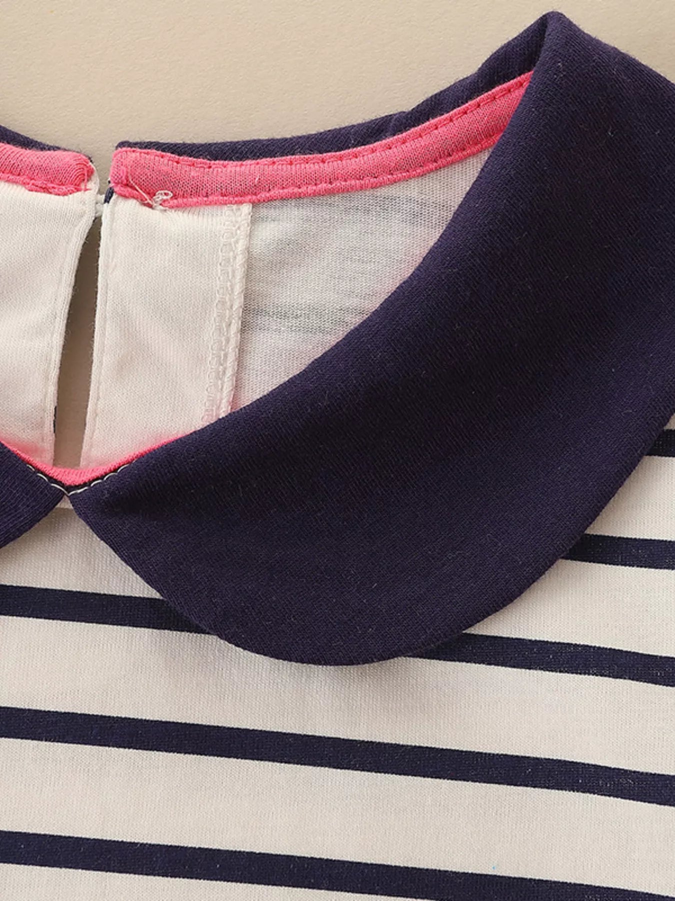 Children's Embroidered Striped Long Sleeve Dress