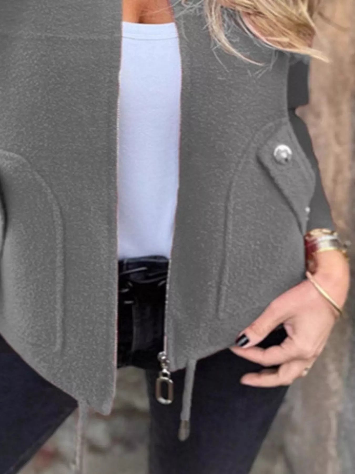 Full Size Zip-Up Long Sleeve Outerwear Plus Size