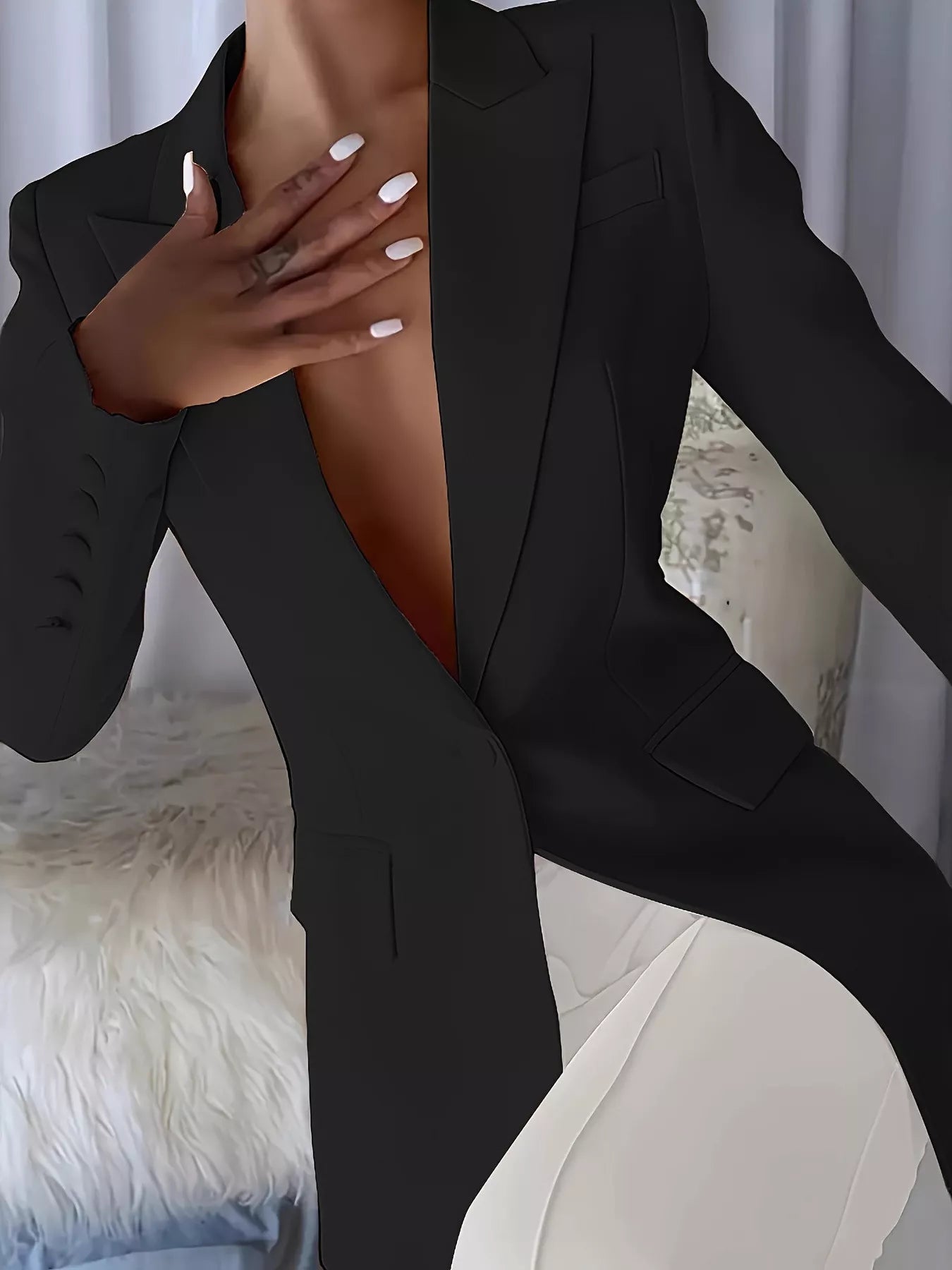 Slim-Fit Lapel Collar Blazer