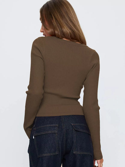 Ribbed Knit Button-Down Cardigan