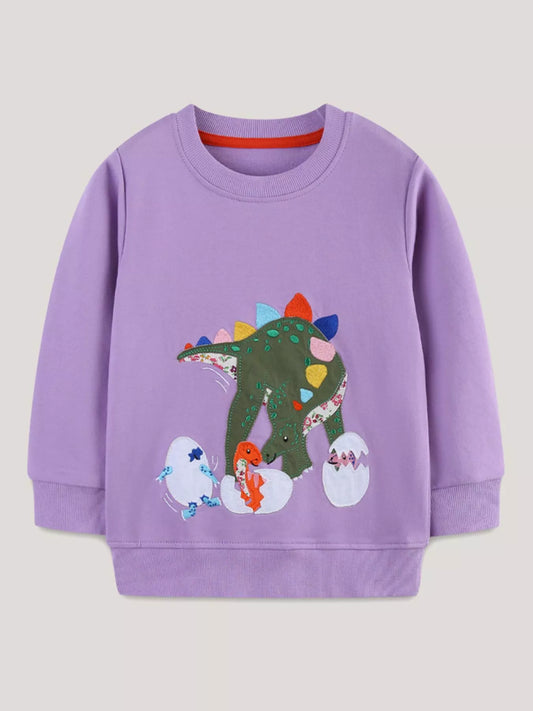 Children's Dinosaur Graphic Round Neck Sweatshirt