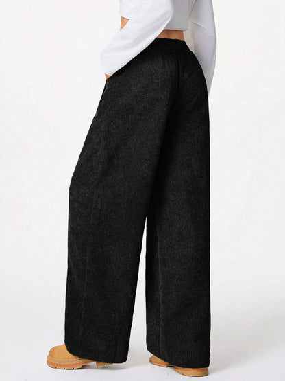Relaxed Fit Corduroy Pants with Drawstring
