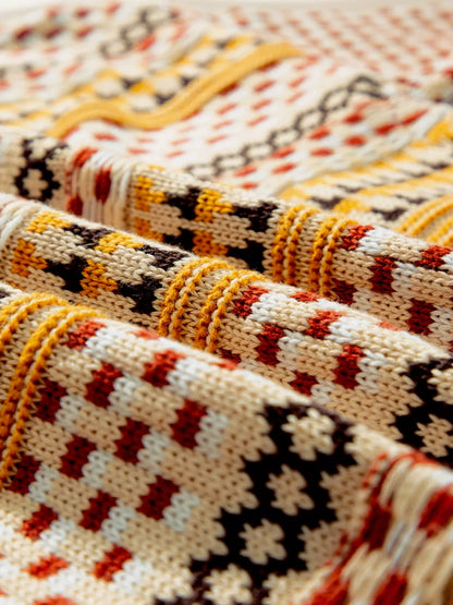 Vintage Patterned Button-Down Cardigan