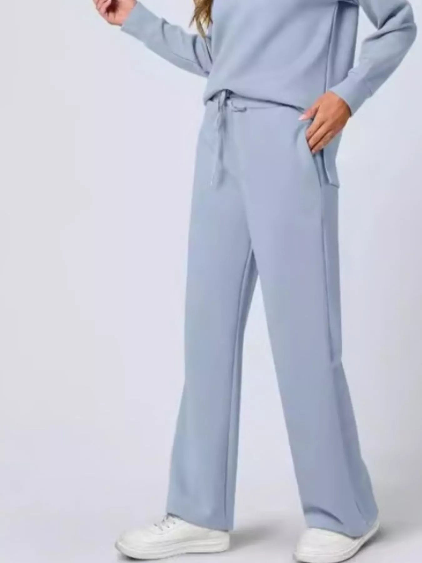 Full Size Johnny Collar Long Sleeve Top and Pants Plus Size