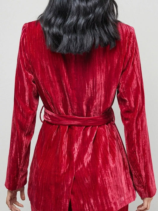 Velvet Lapel Collar Blazer & Pants Set