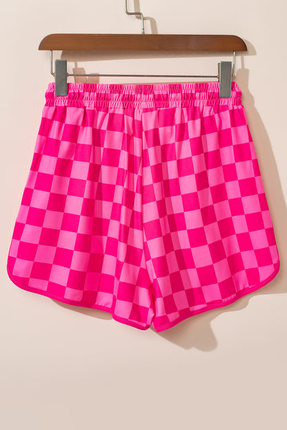 Black and White Checkered Shorts Womens - Drawstring Checkered Shorts with Pockets