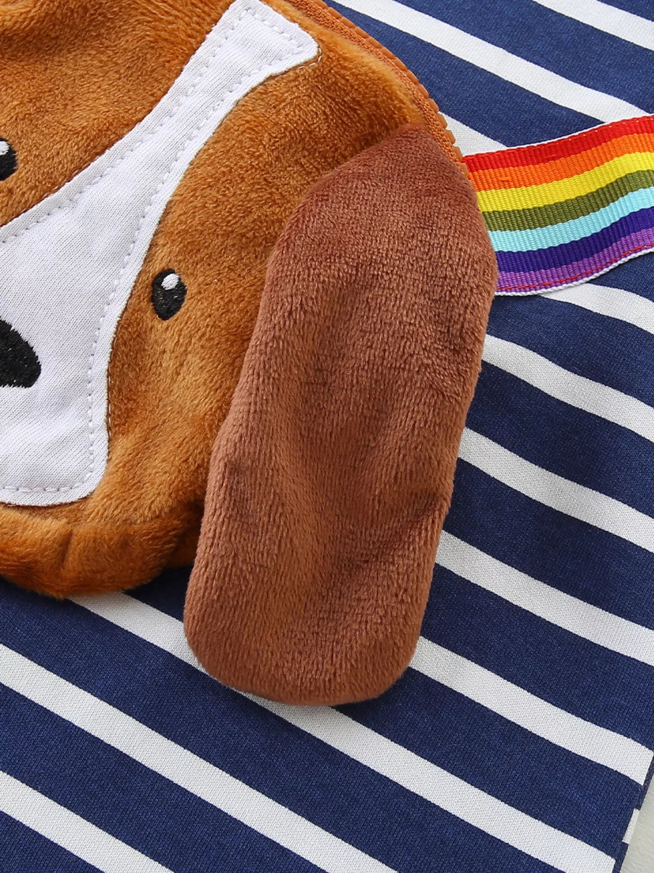 Children's Dog Striped Long Sleeve Dress