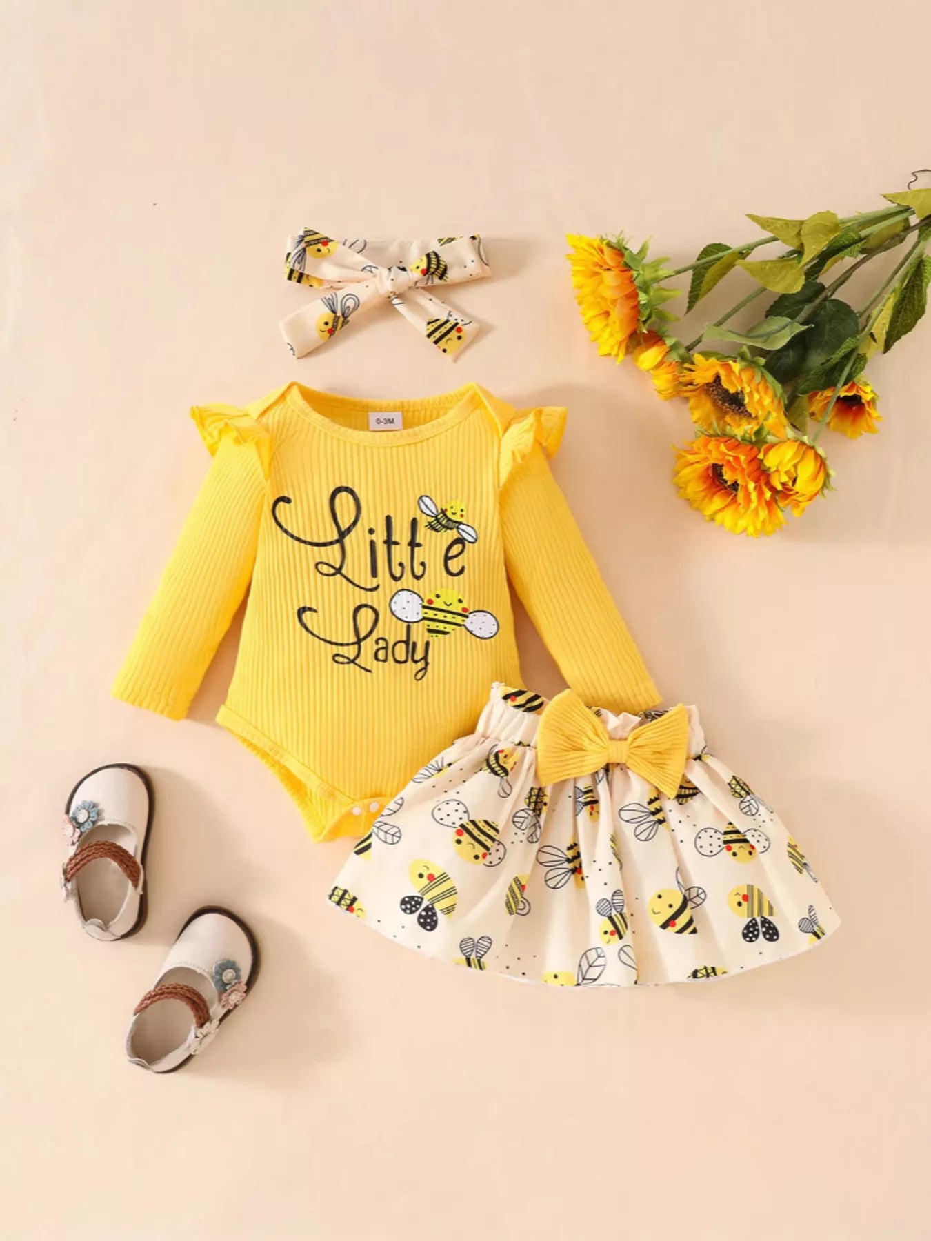 Children's Little Lady Bee-Themed 3-Piece Set Yellow
