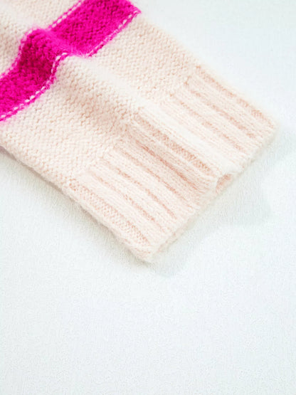 Sequin Letter Graphic Colorblock Loose Sweater